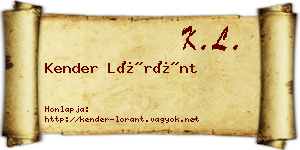 Kender Lóránt névjegykártya