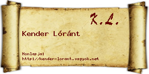 Kender Lóránt névjegykártya