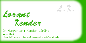 lorant kender business card