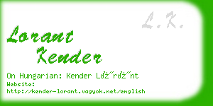 lorant kender business card